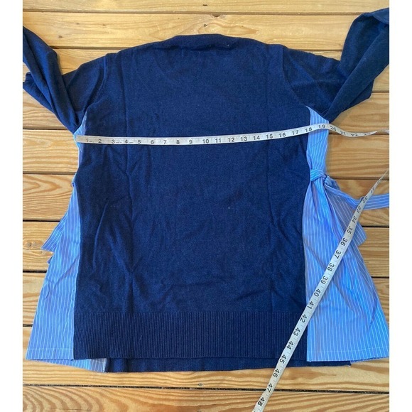 NEW Laurie Felt Side Pleat Mixed Media Sweater Size Medium Women’s Navy - Picture 7 of 9